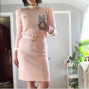 Adolfo Saks Fifth Avenue Vintage Pink Knit Dress